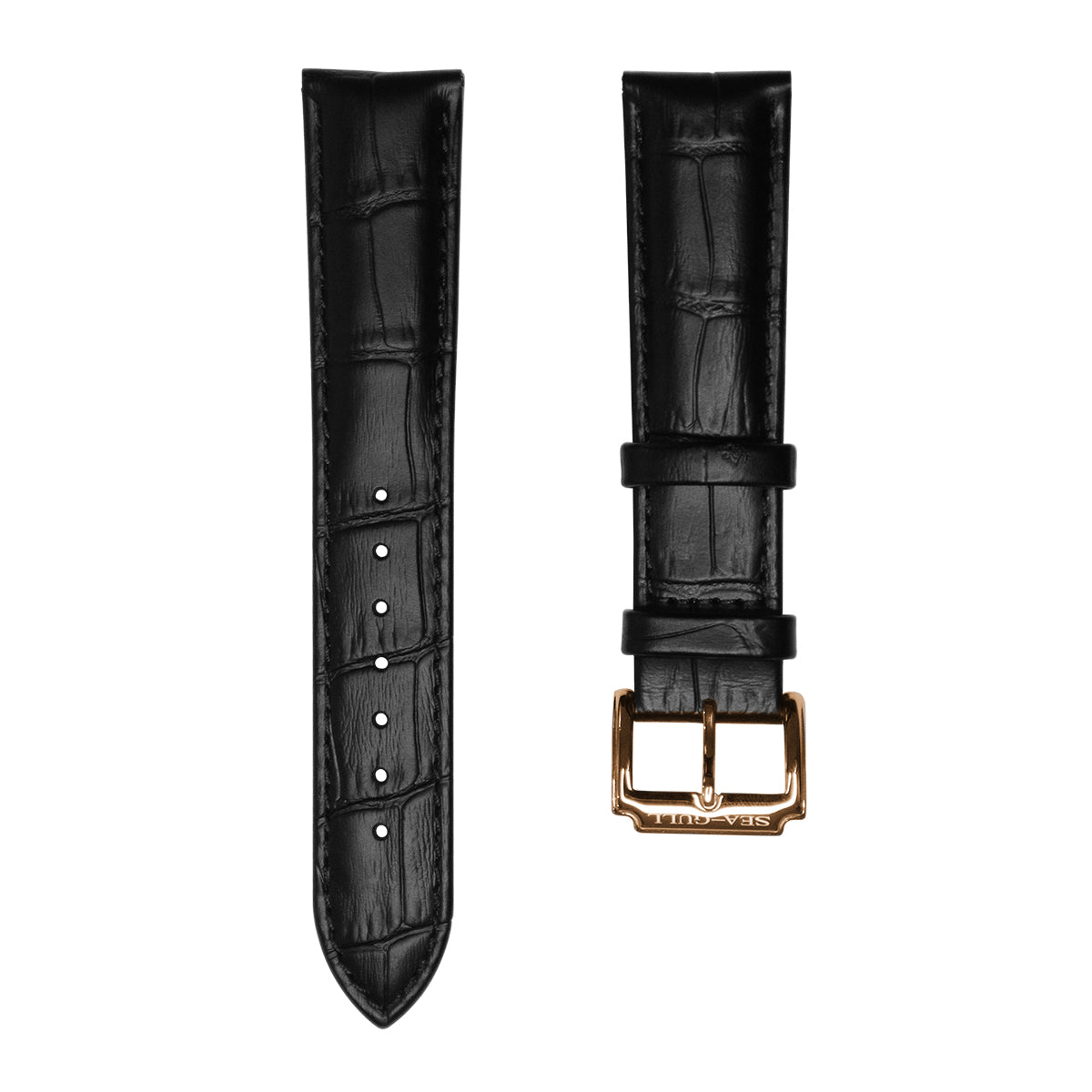 Sea-gull BD0236AB klokkerem skinn svart 20mm pin-spenne