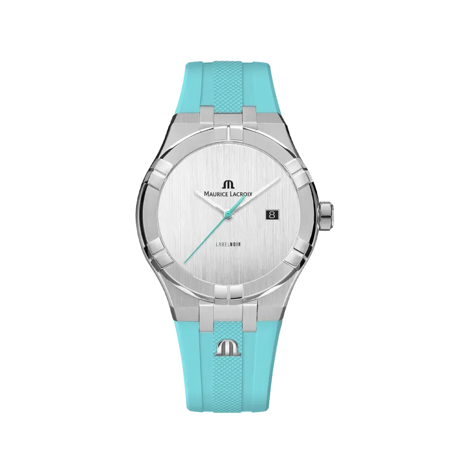 Label Noir Aikon Automatic 42MM klokke svart babyblå gummi