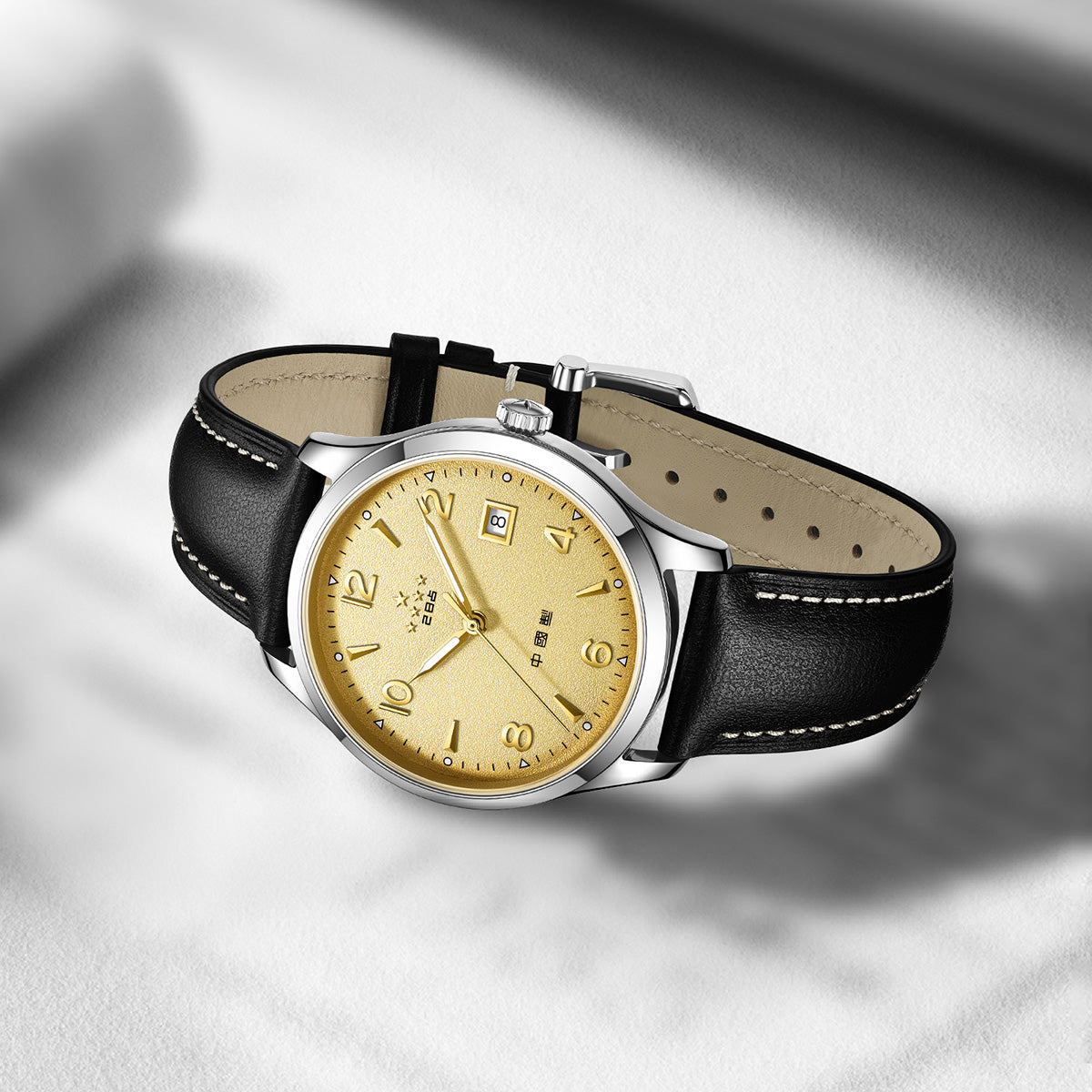 Sea-gull Wuxing 819.87.1955 dressklokke 39mm gull glitter