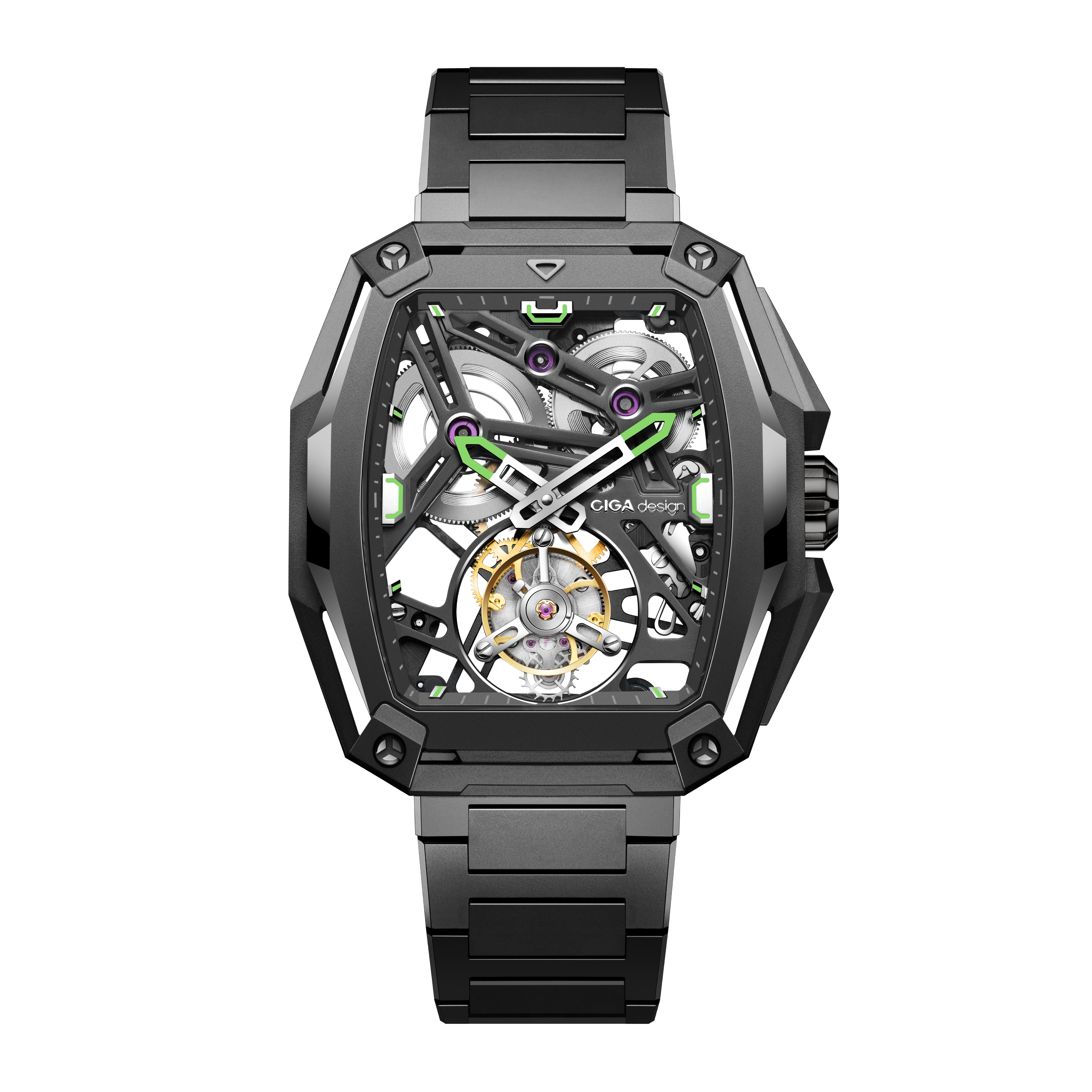 CIGA Design Hunter Tourbillon skjelett titan blå