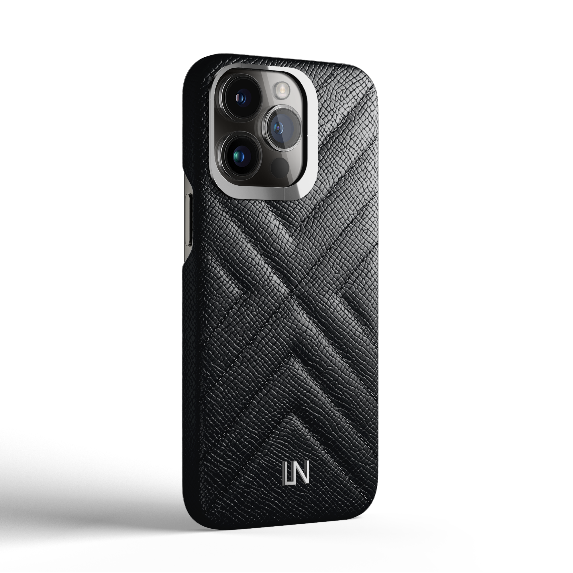 Label Noir iPhone 13 Pro Max deksel svart quiltet skinn