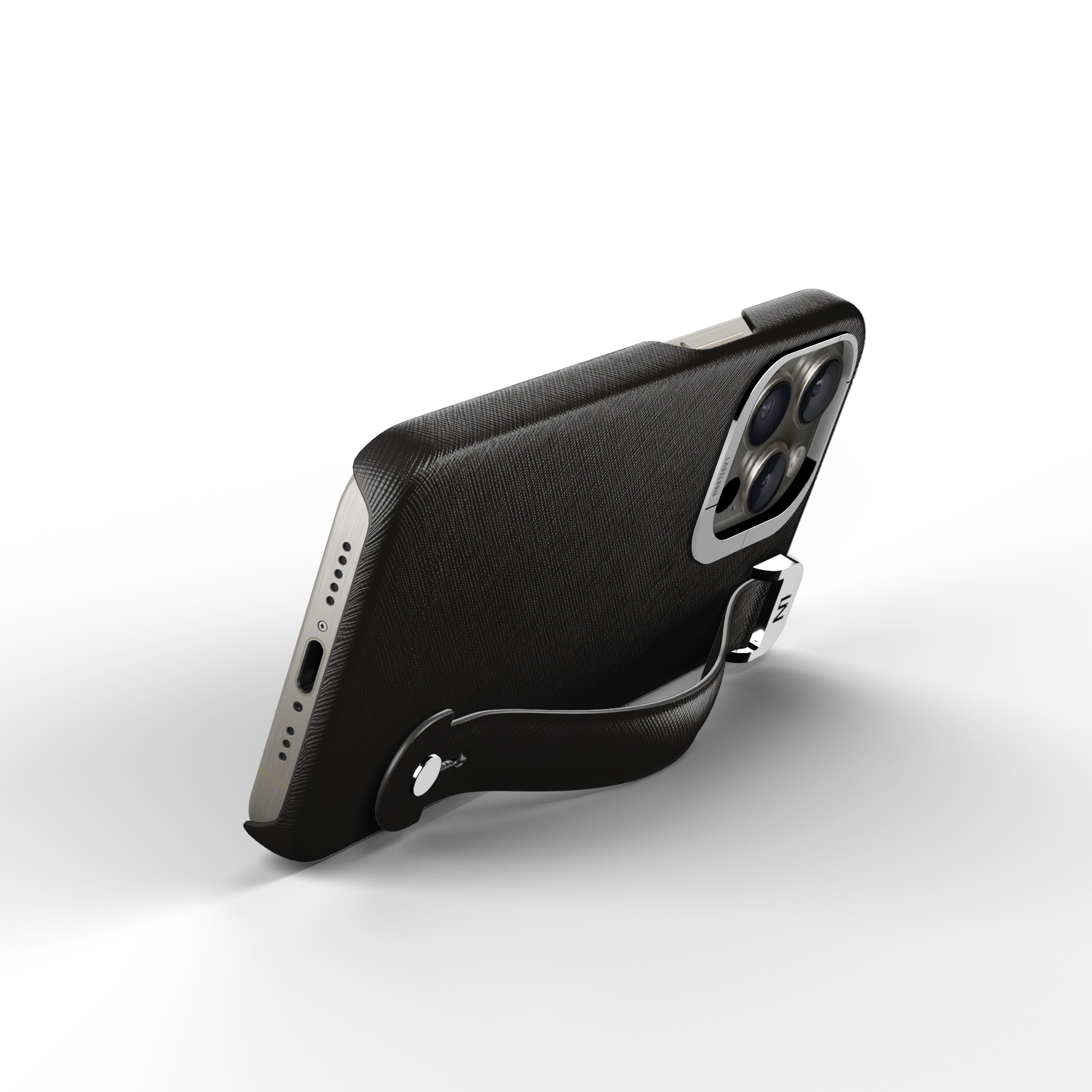 Label Noir Saffiano iPhone 16 Pro deksel svart Magsafe