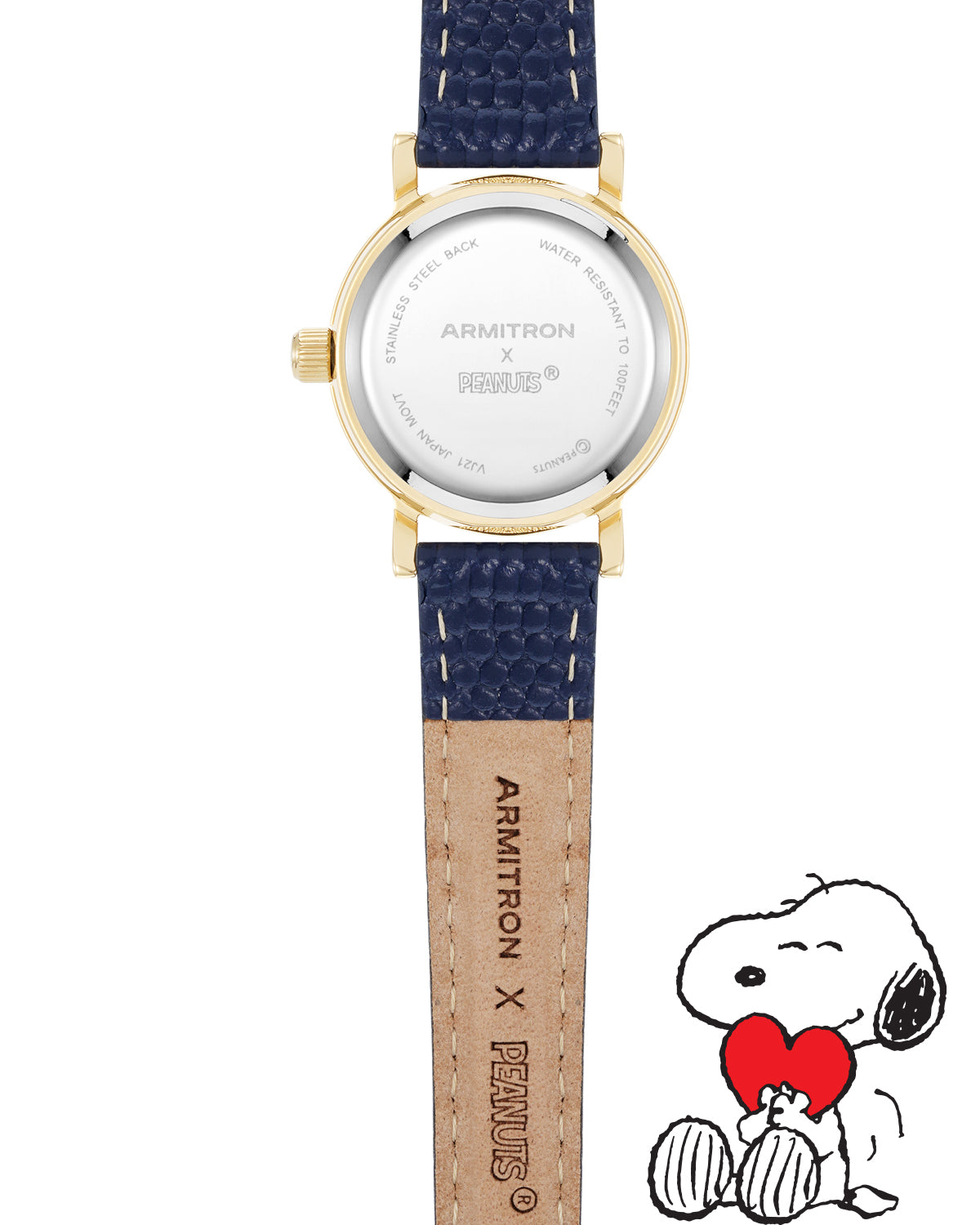 Armitron Peanuts Dressed to Nines 24mm dameklokke blå
