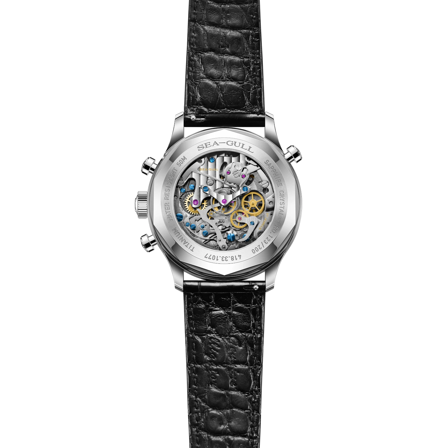 Sea-gull 418.43.1077 kronograf 42,5 mm meteoritt hvit