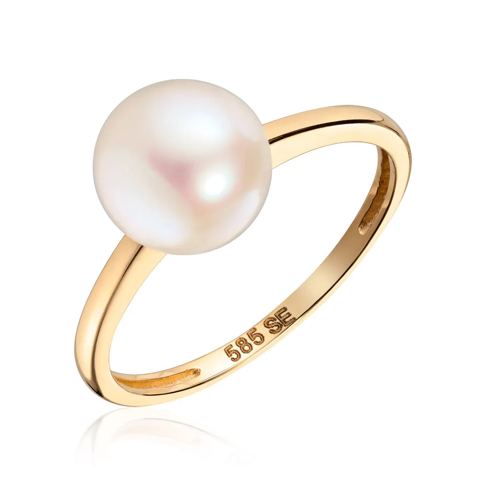 Espeland ring gult gull ferskvannsperle 8 mm