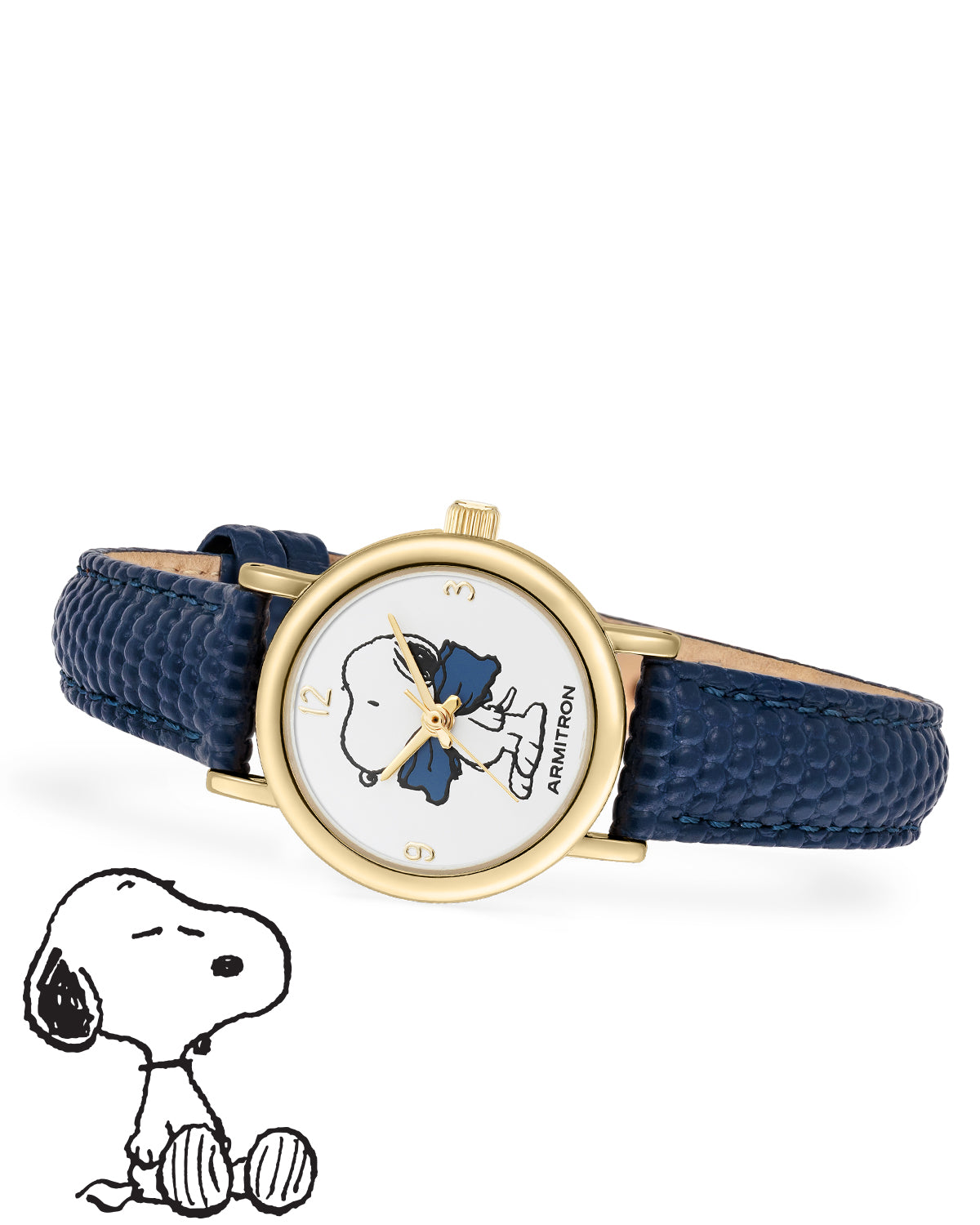 Armitron Peanuts Dressed to Nines 24mm dameklokke blå