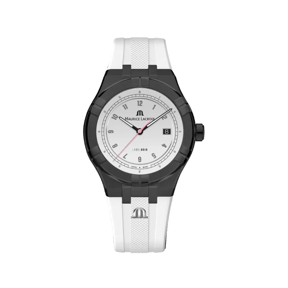 Label Noir Aikon Automatic 42MM klokke svart PVD hvit rem