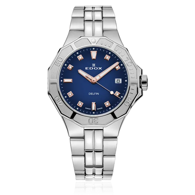 Edox Delfin Diver Date Lady dameklokke spesial
