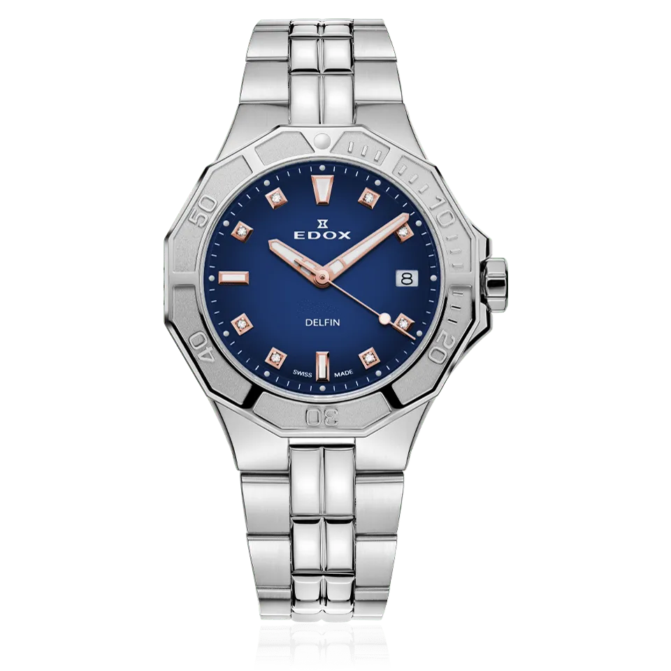 Edox Delfin Diver Date Lady dameklokke spesial