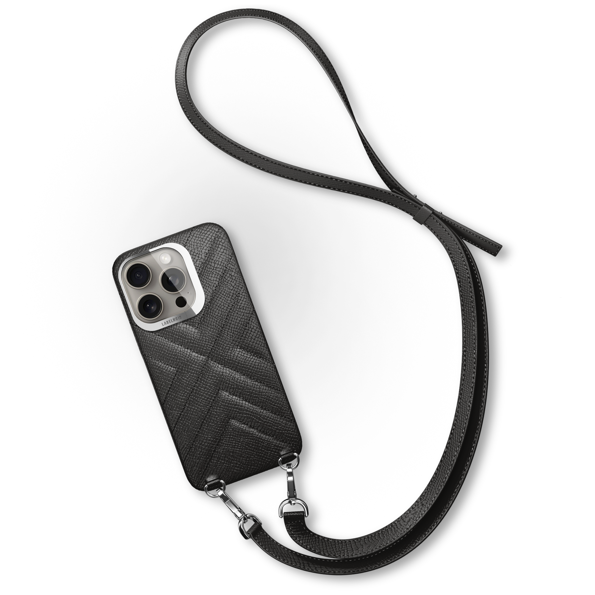 Label Noir iPhone 16 Pro Max crossbody-deksel skinn svart