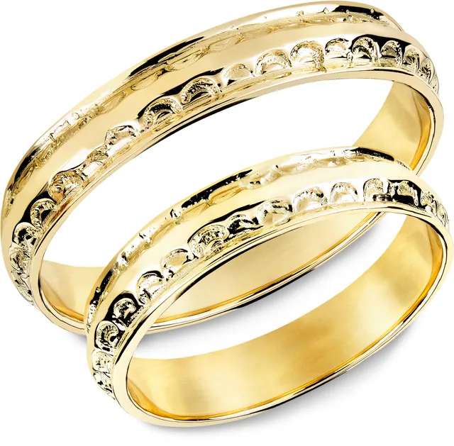 Snorre stempelmønster ring gult gull 4,5 mm
