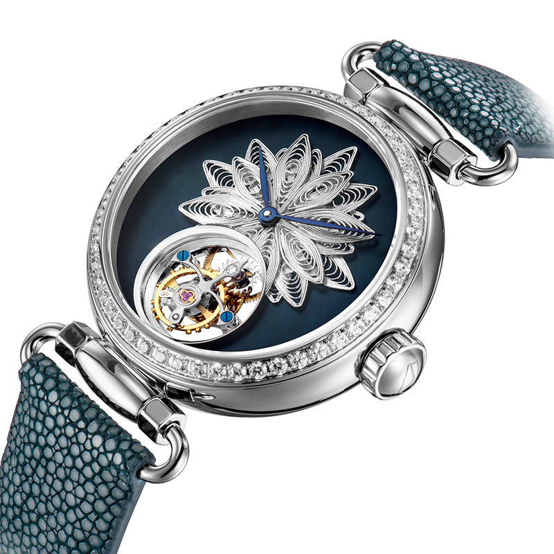 Sea-gull Artisan ICH 713.18.8100L dameklokke tourbillon blå