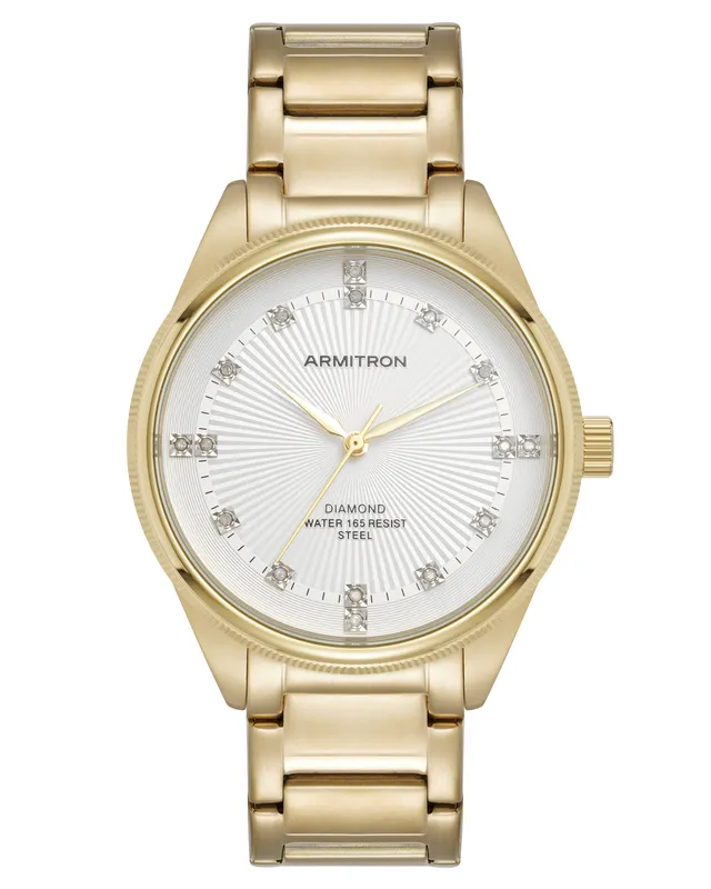 Armitron Knox 40mm herreklokke hvit/gull diamanter