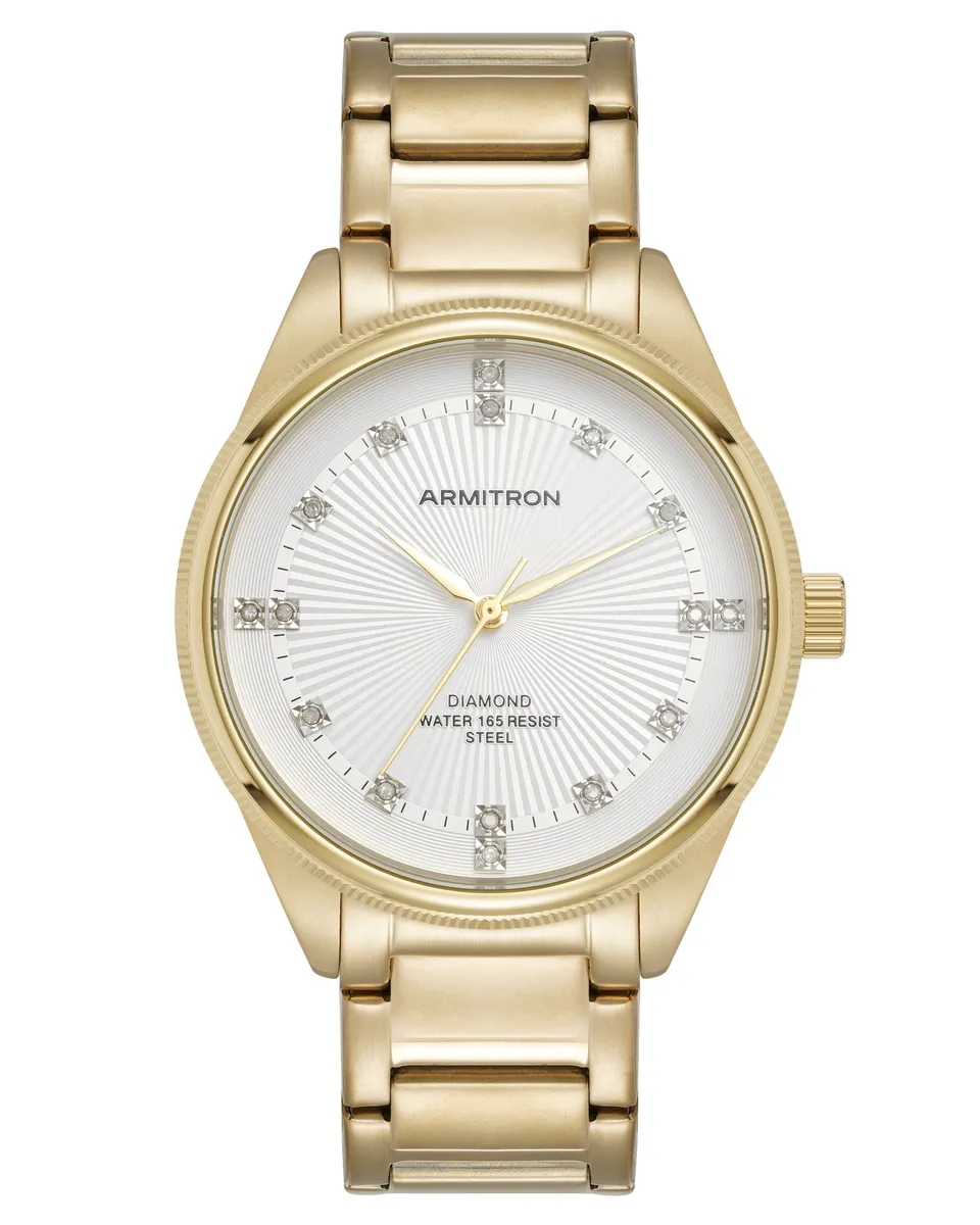 Armitron Knox 40mm herreklokke hvit/gull diamanter