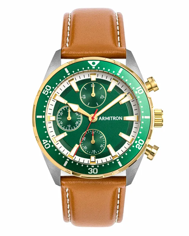 Armitron Lloyd 42mm herreklokke grønn lær