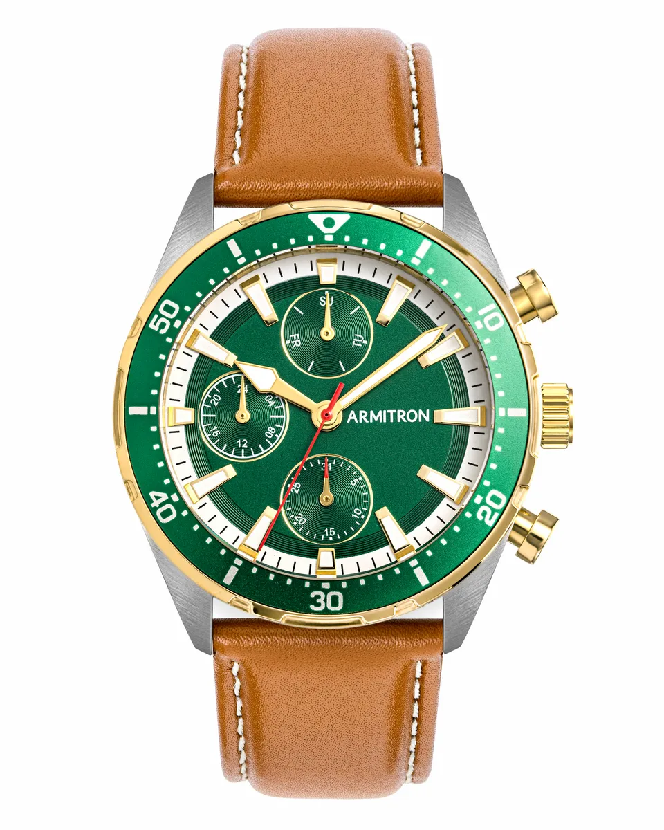 Armitron Lloyd 42mm herreklokke grønn lær