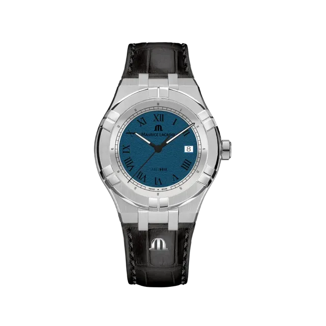Label Noir Aikon Automatic 42MM klokke blå skive svart lærrem