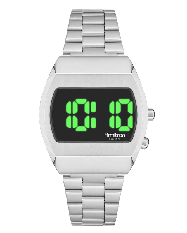 Armitron Griffy 37mm digitalklokke sølv/grønn LED