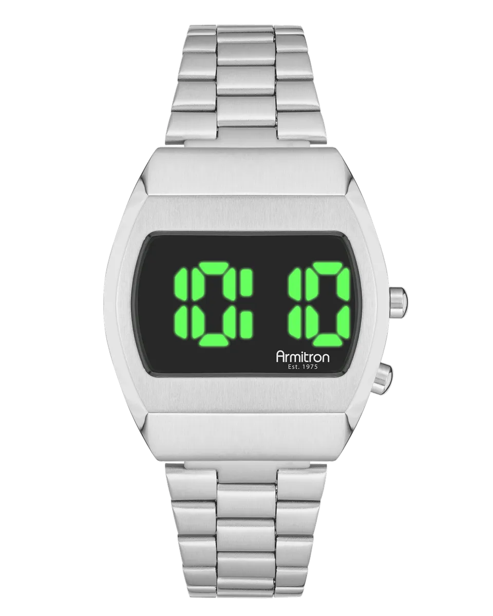 Armitron Griffy 37mm digitalklokke sølv/grønn LED