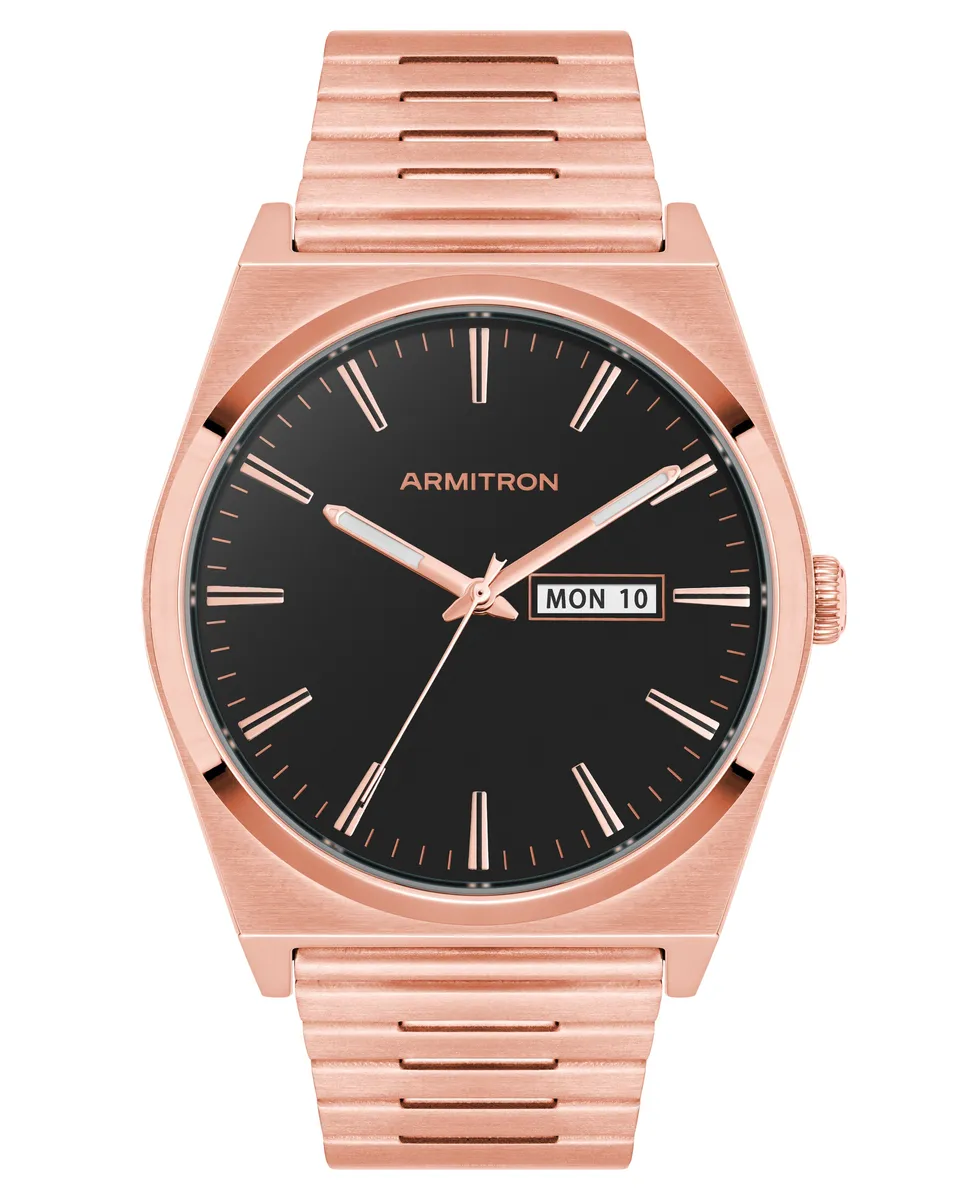 Armitron 1975 40mm herreklokke sort roségull stål