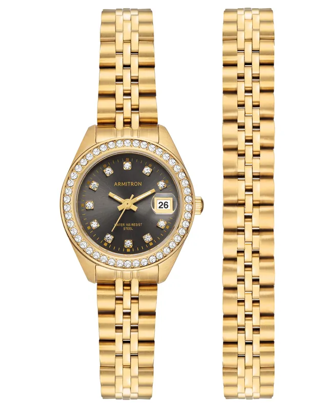 Armitron Minnie Crystal 26mm dameklokke gavesett gull