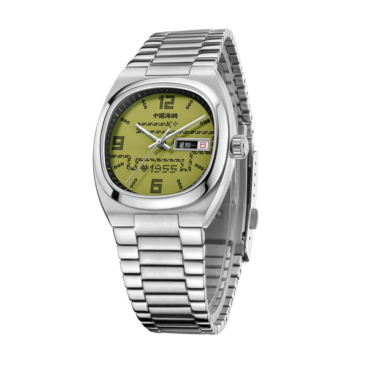 Sea-gull 826.47.1051 klokke grønn tonneau 36mm