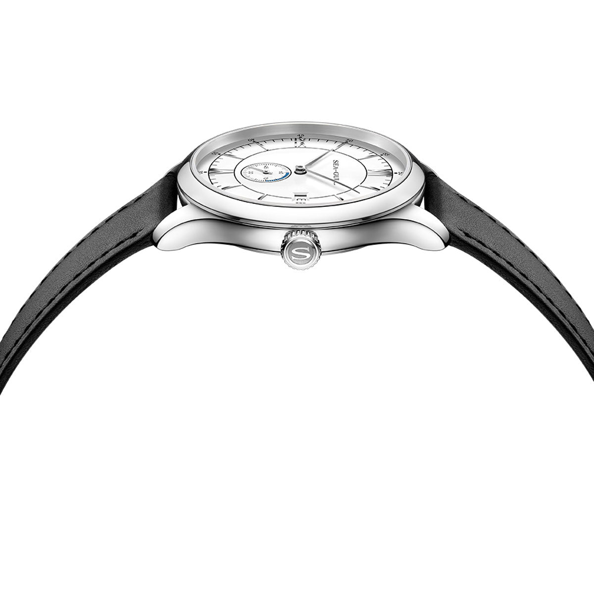Sea-gull Small Second herreklokke 41mm hvit blå lær