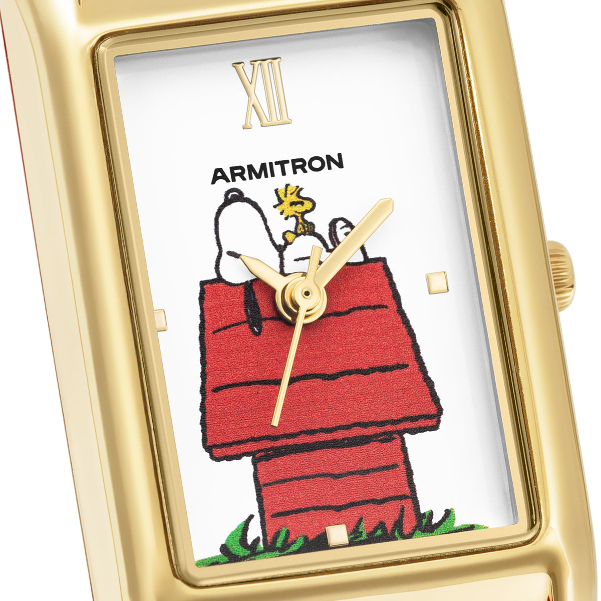 Armitron Peanuts Lookout 36 mm dameklokke rødt skinn