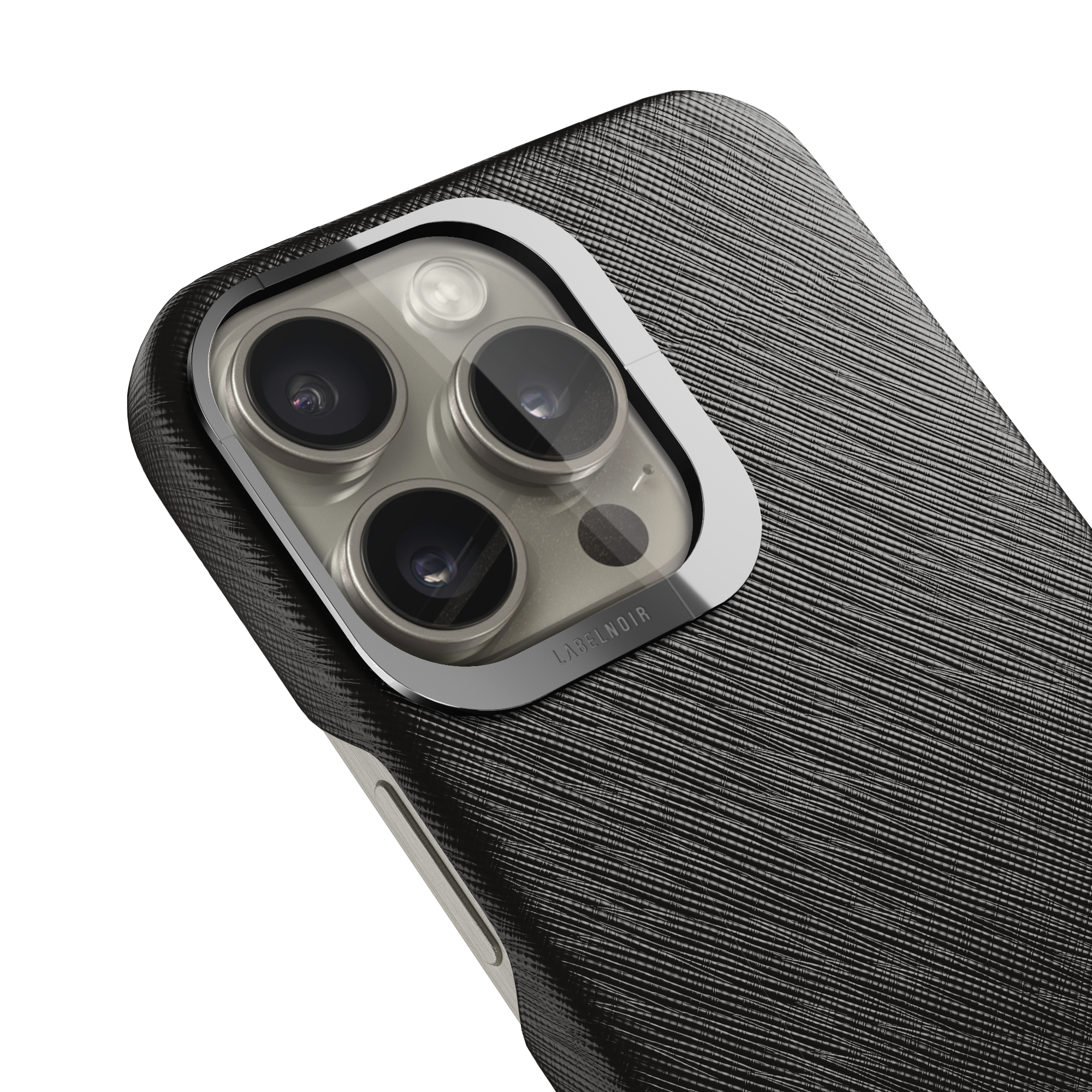 Label Noir Saffiano iPhone 15 Pro Max deksel svart MagSafe