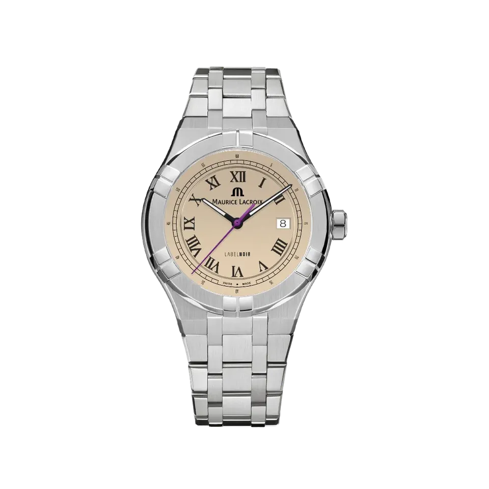 Label Noir Aikon Automatic 42MM klokke stål krem lenke