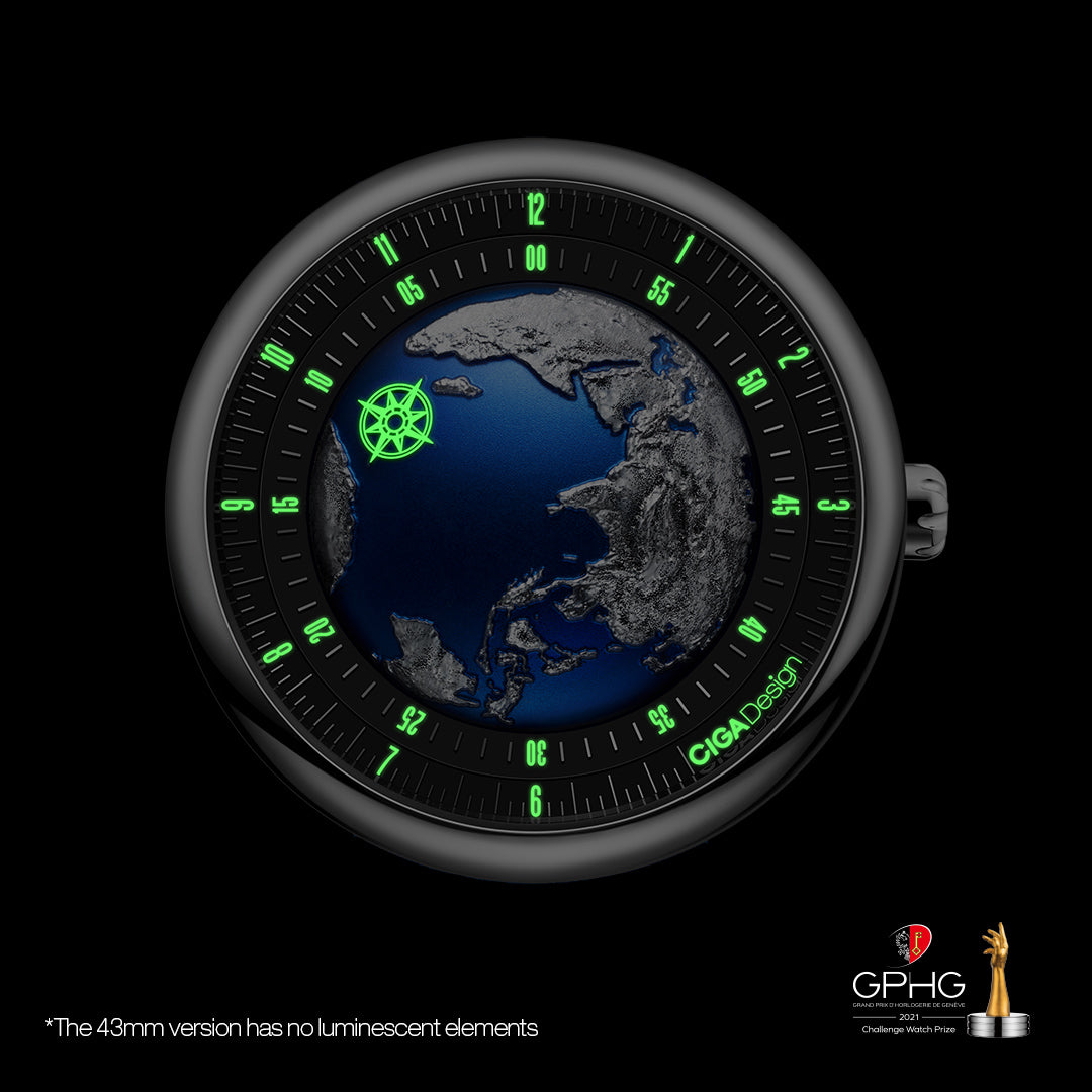CIGA Design Blue Planet automatisk klokke 46mm stål blå