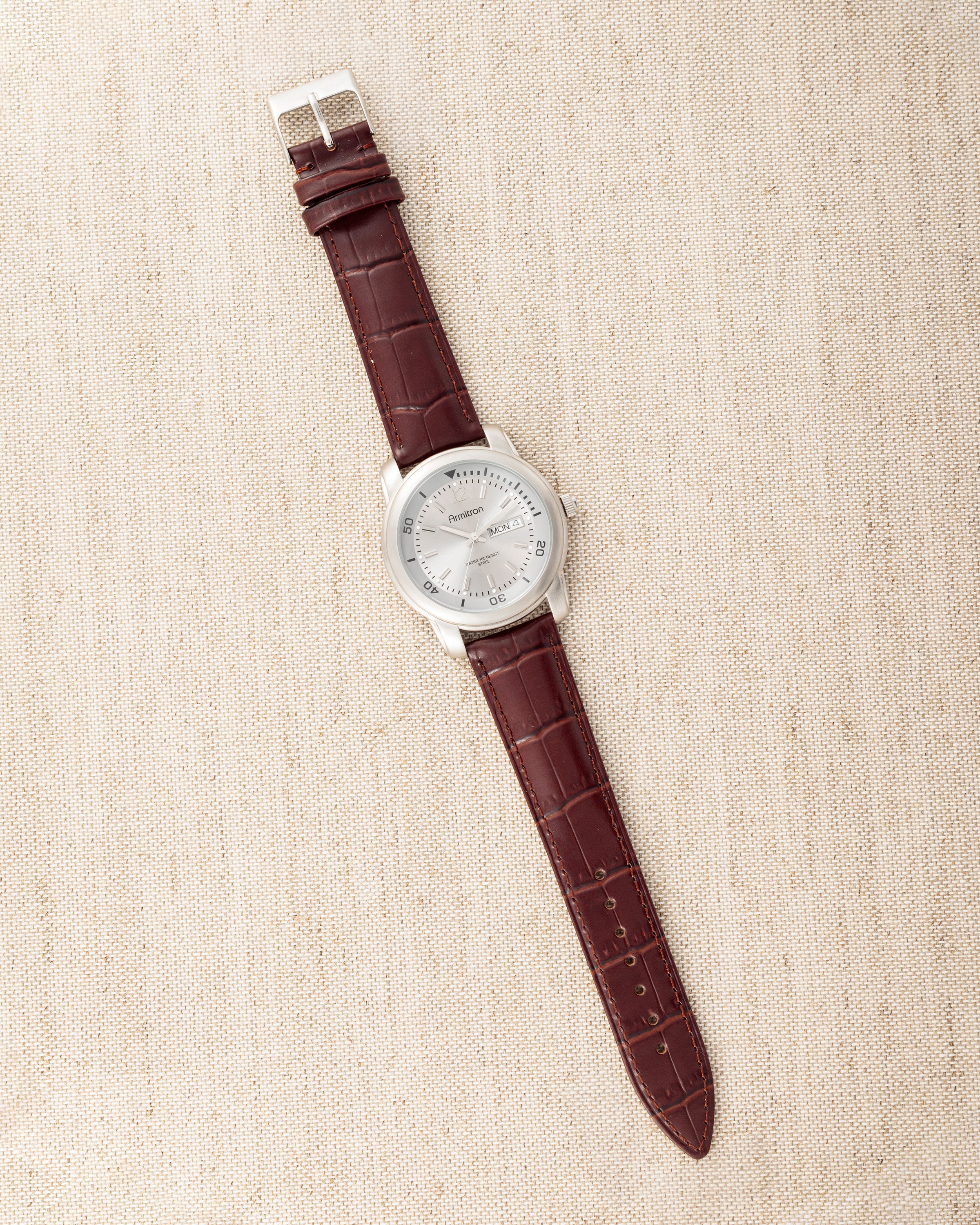 Armitron Vintage4087 herreklokke sølv brun day-date