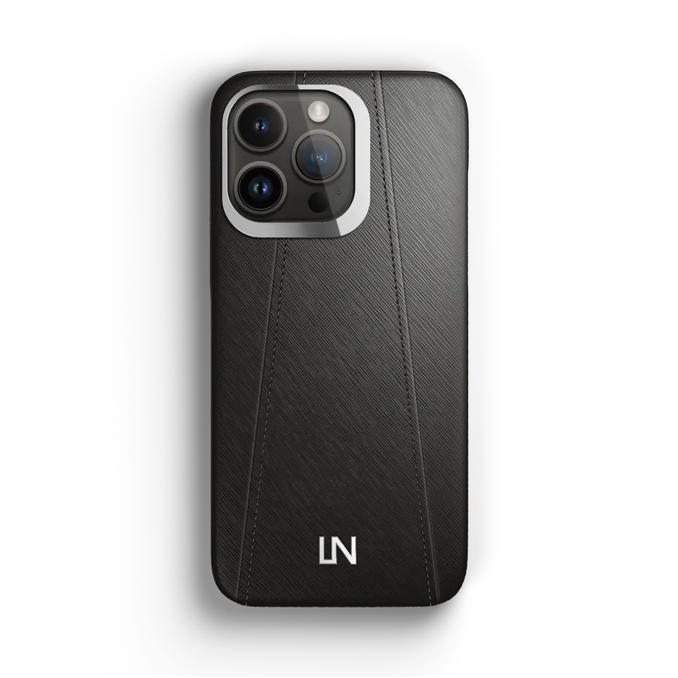Label Noir Saffiano iPhone 14 Pro deksel svart MagSafe