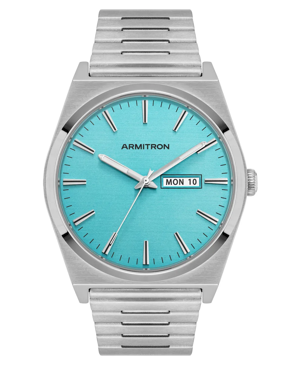 Armitron 1975 40mm herreklokke aqua sølvfarget