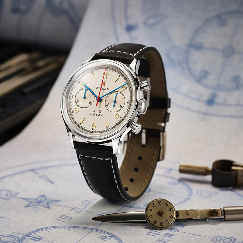 Sea-gull 1963 819.87.1963 herreklokke beige kronograf