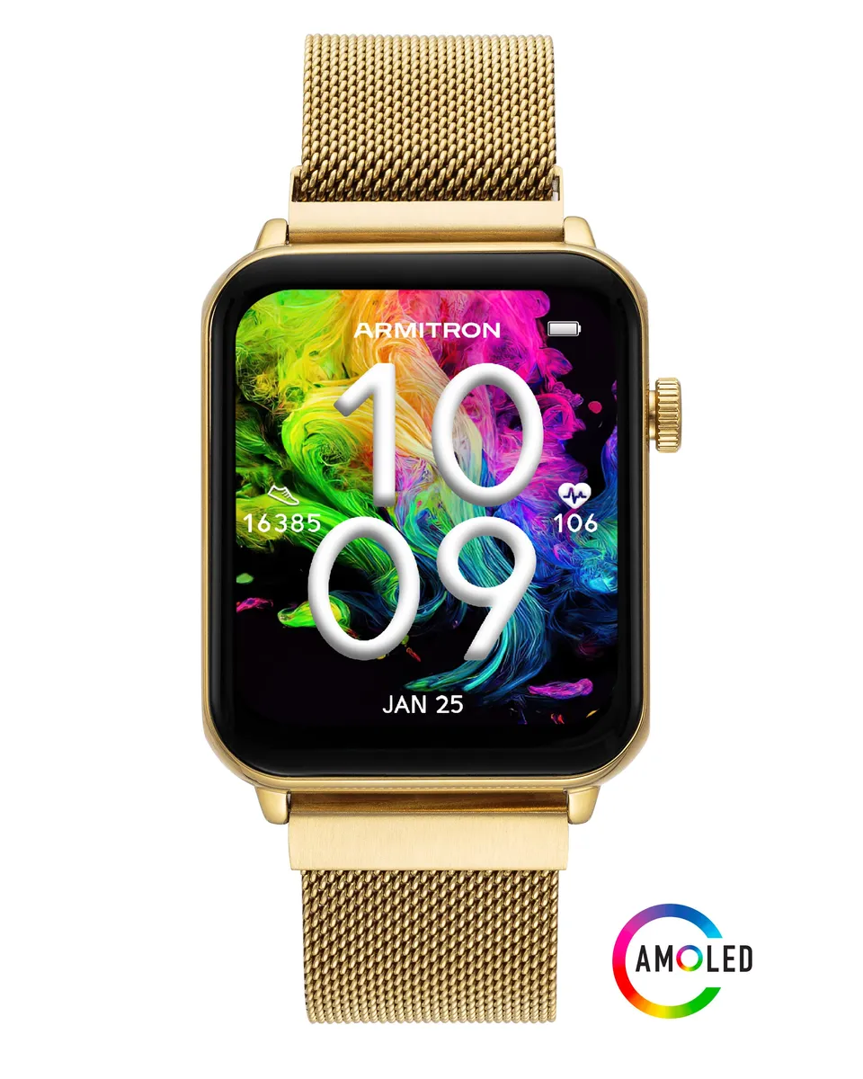 Armitron Matrix smartklokke 44mm gull mesh AMOLED
