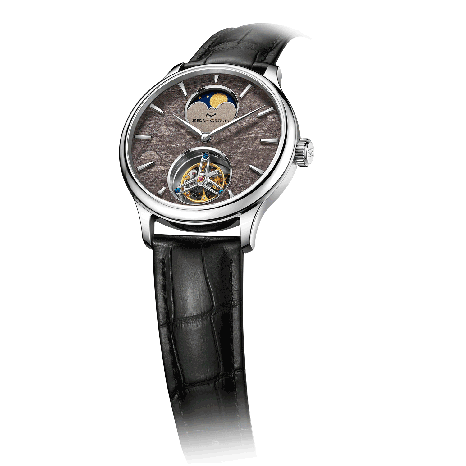 Sea-gull Artisan 818.42.7081 herreklokke meteoritt sølv