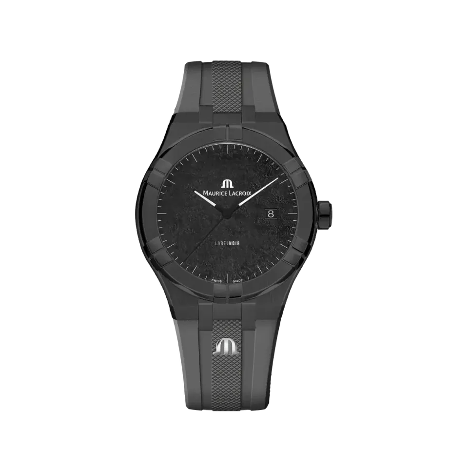 Label Noir Aikon Automatic 42MM klokke svart laser grå gummirem