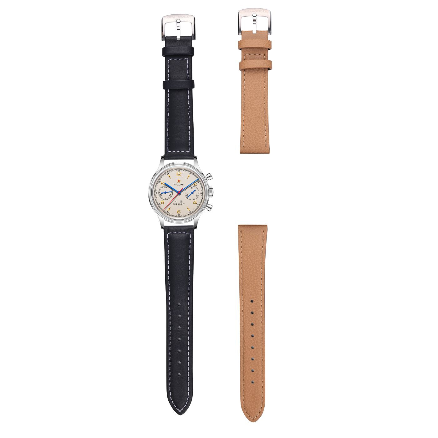 Sea-gull BD2107BC klokkerem khaki skinn 20 mm