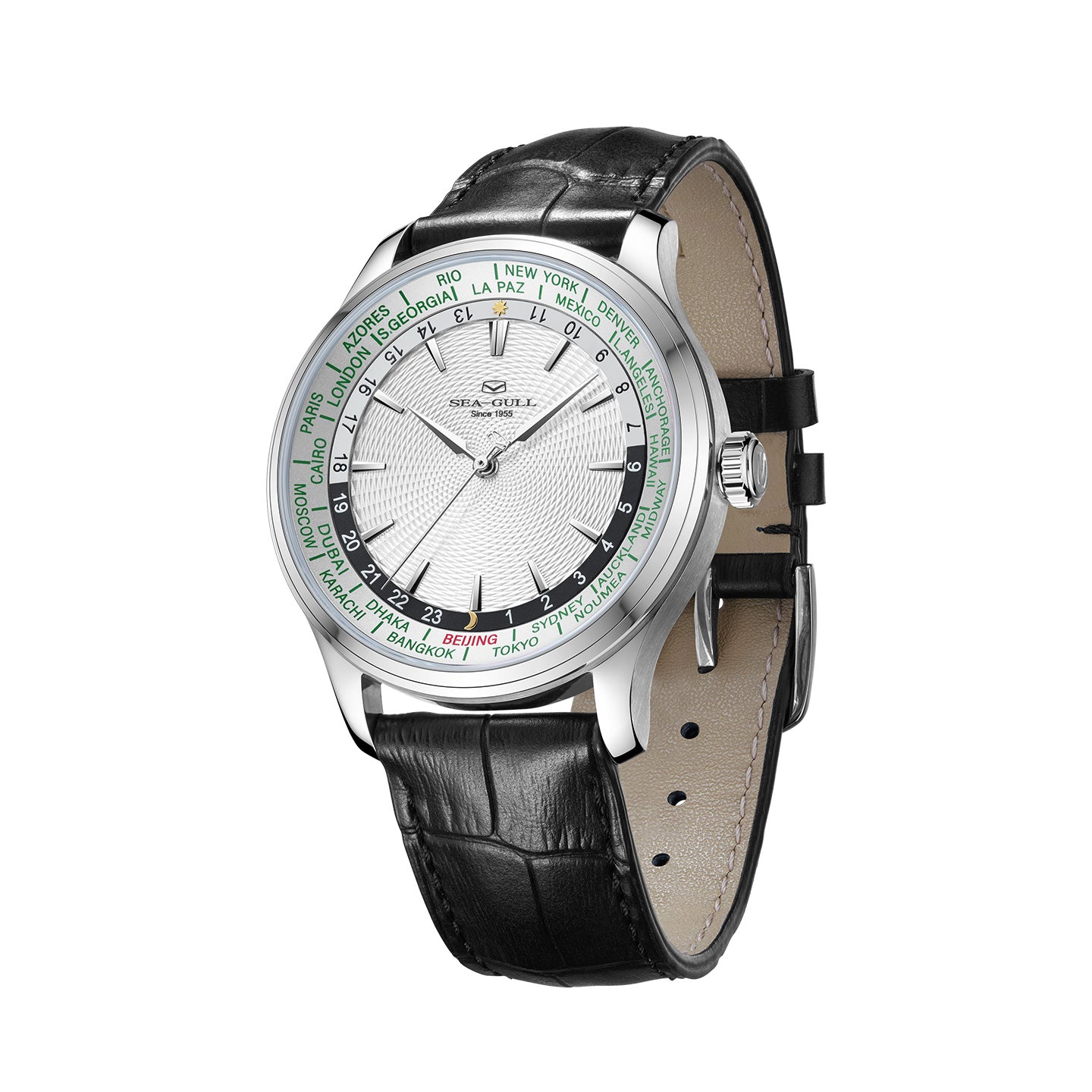 Sea-gull Extraordinary 819.12.1084 herreklokke hvit GMT