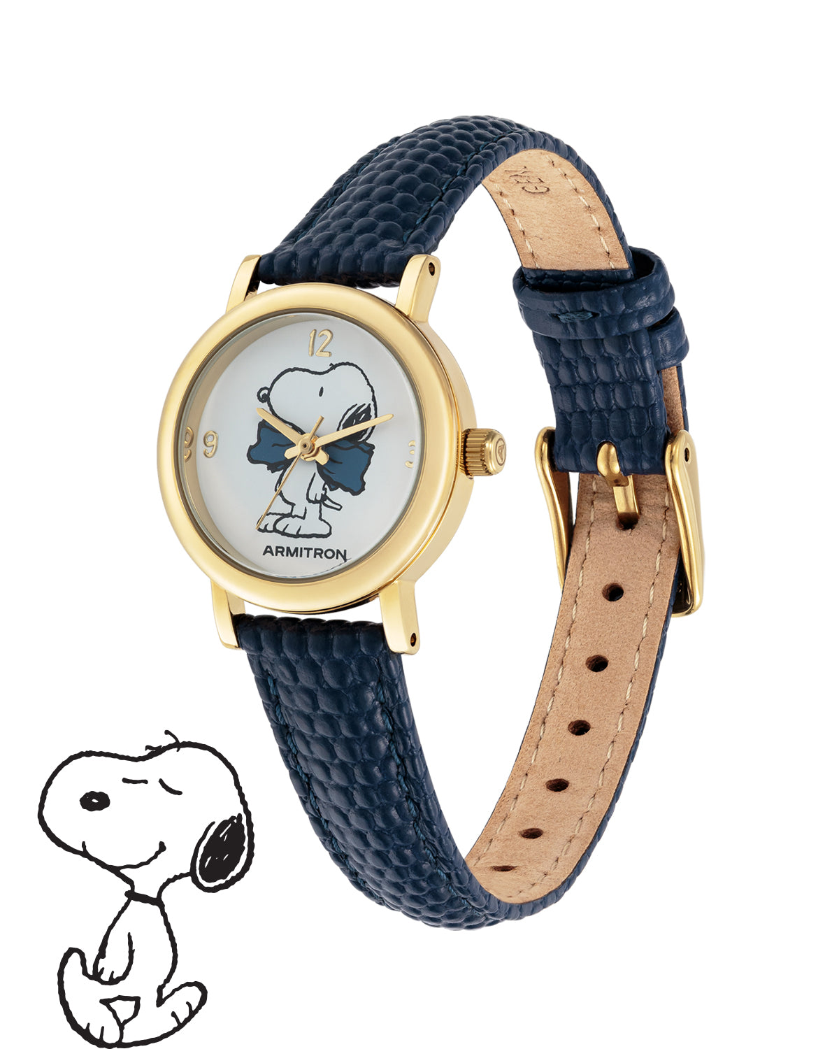 Armitron Peanuts Dressed to Nines 24mm dameklokke blå