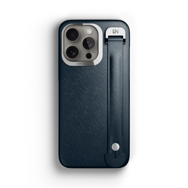 Label Noir Saffiano iPhone 15 Pro deksel svart MagSafe
