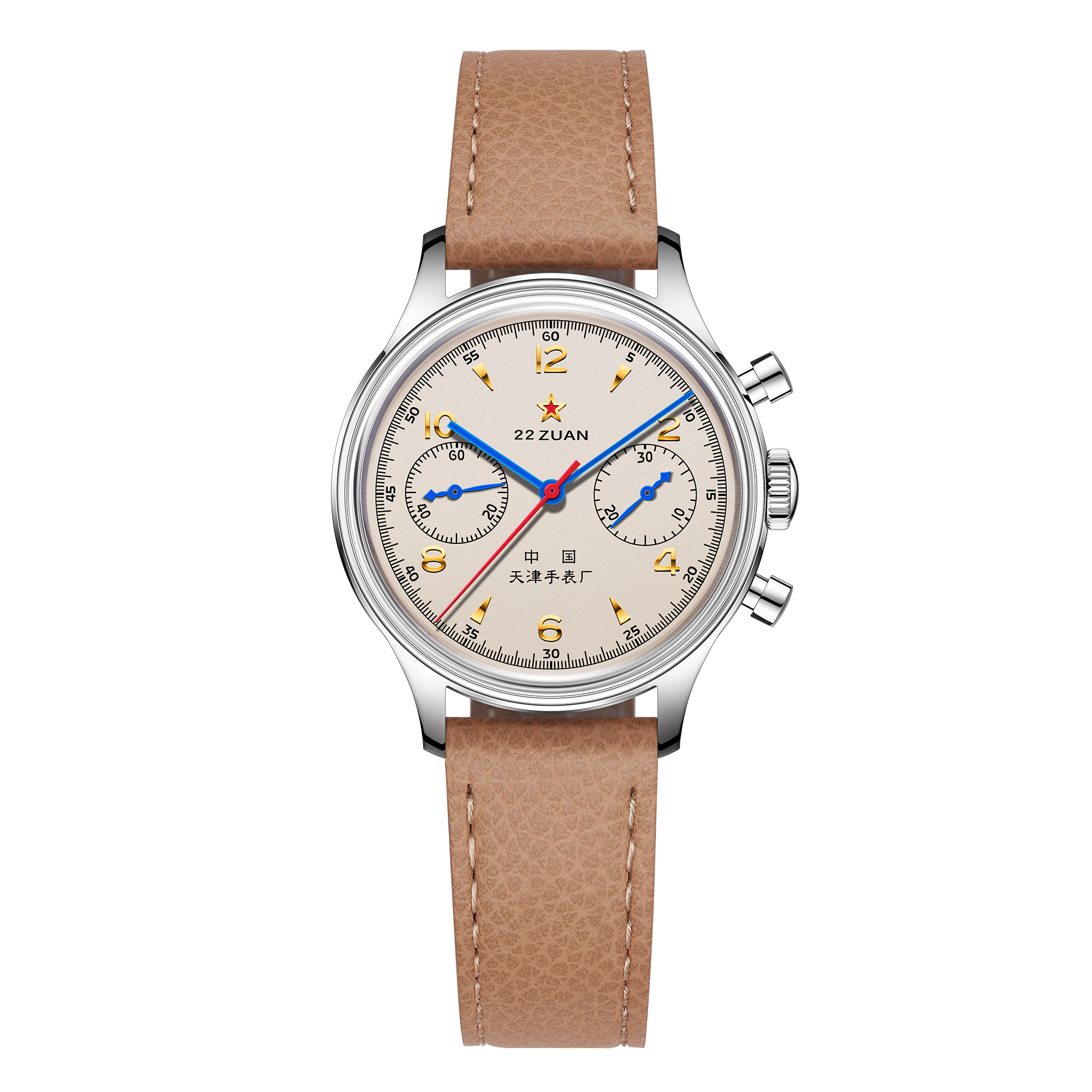 Sea-gull BD2107BC klokkerem khaki skinn 20 mm