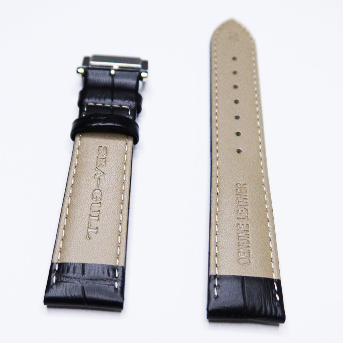 Sea-gull BD0236AB klokkerem skinn svart 20mm pin-spenne