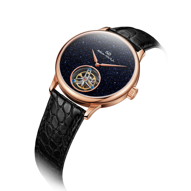 Sea-gull Artisan 818.38.6144 tourbillon svart/gull 42 mm