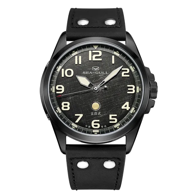 Sea-gull Army One 819.93.6107 herreklokke sort 43 mm