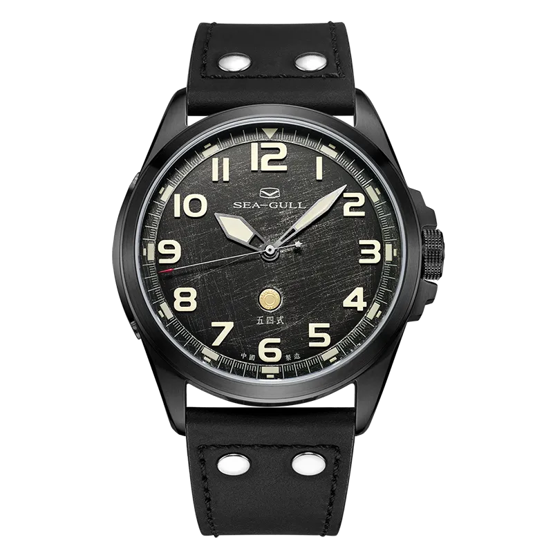 Sea-gull Army One 819.93.6107 herreklokke sort 43 mm
