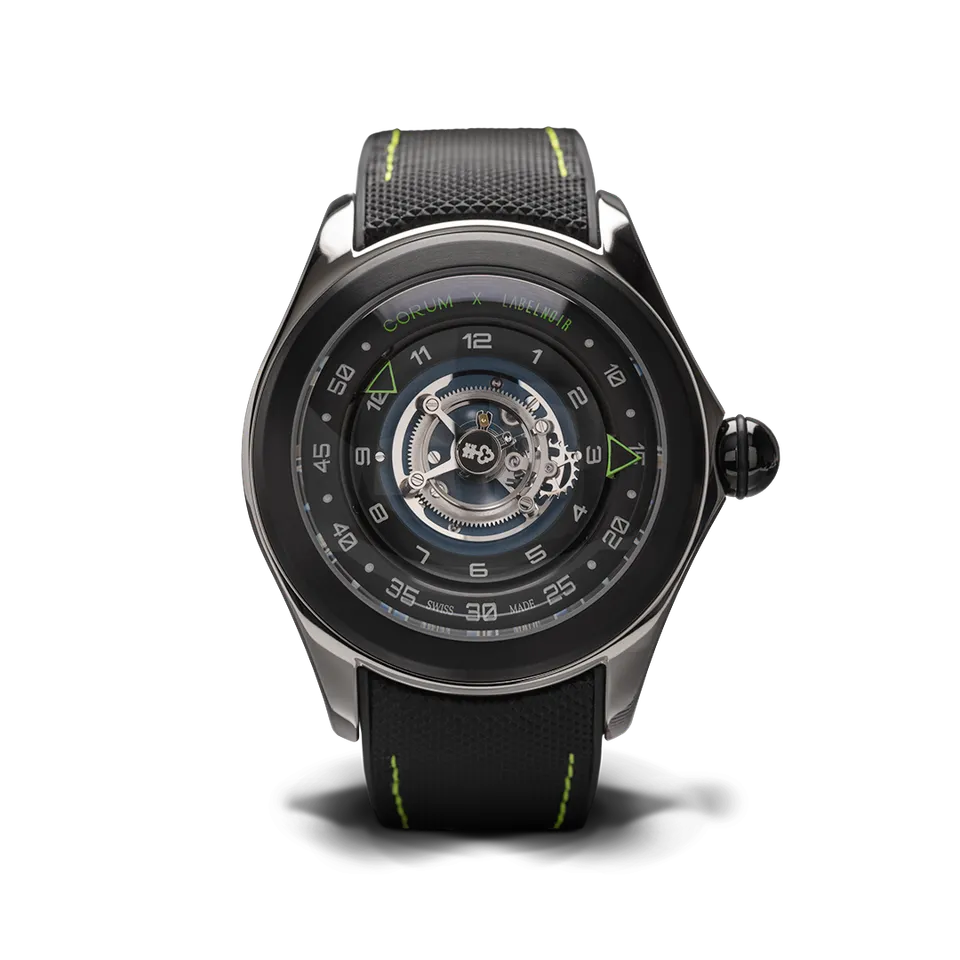 Label Noir Bubble 47 Central Tourbillon klokke neon grønn