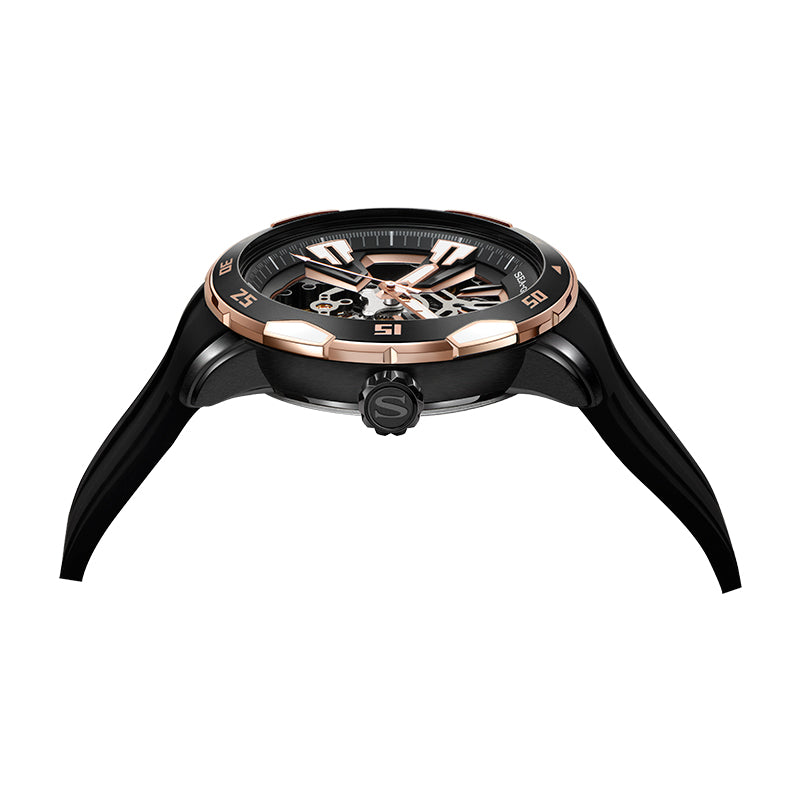 Sea-gull Edge 215.95.1125 skjelettklokke svart 44,5 mm herre