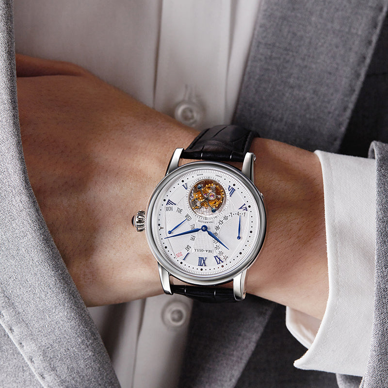 Sea-gull ST8004ZS tourbillon herreklokke hvit 43mm